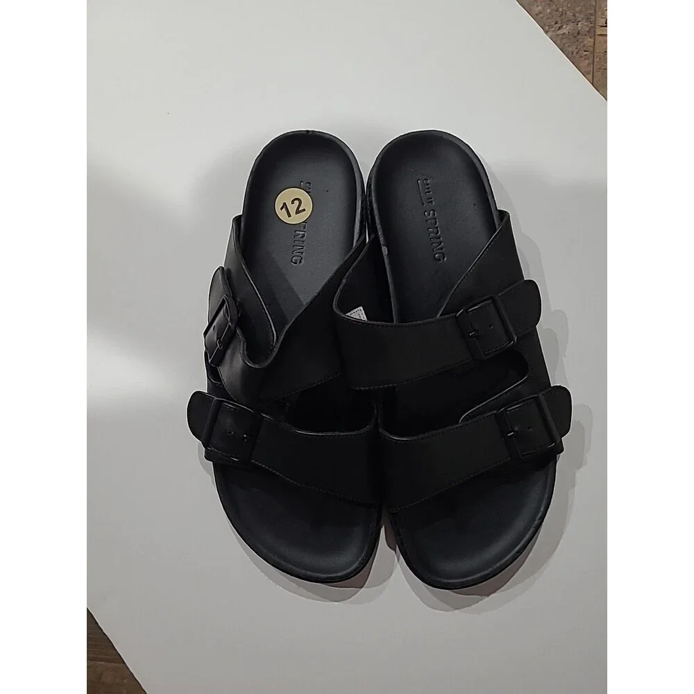Call It Spring Men's 12 Black Double Strap Sandals Faux Birkenstock Sandals NWD
